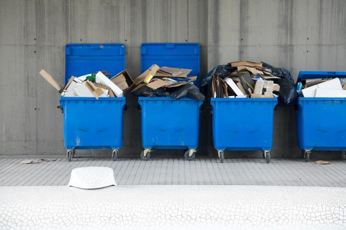 Office building with waste bins in Swiss Cottage