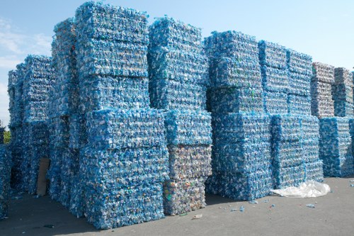 Variety of commercial waste types ready for disposal